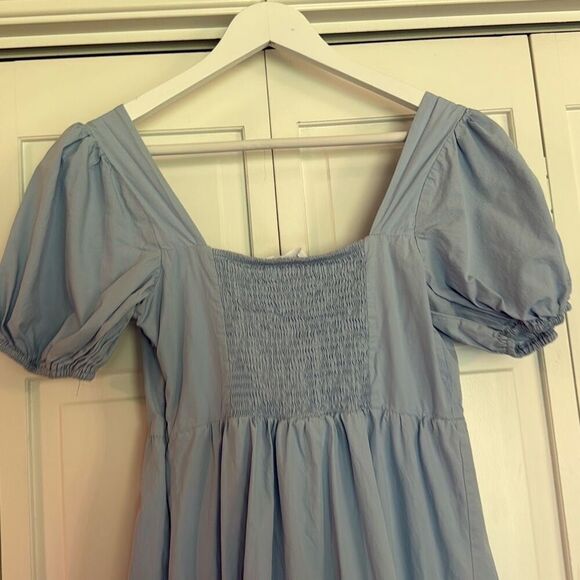 Astr Sky Blue Puff Sleeve Midi Dress - Picture 6 of 12